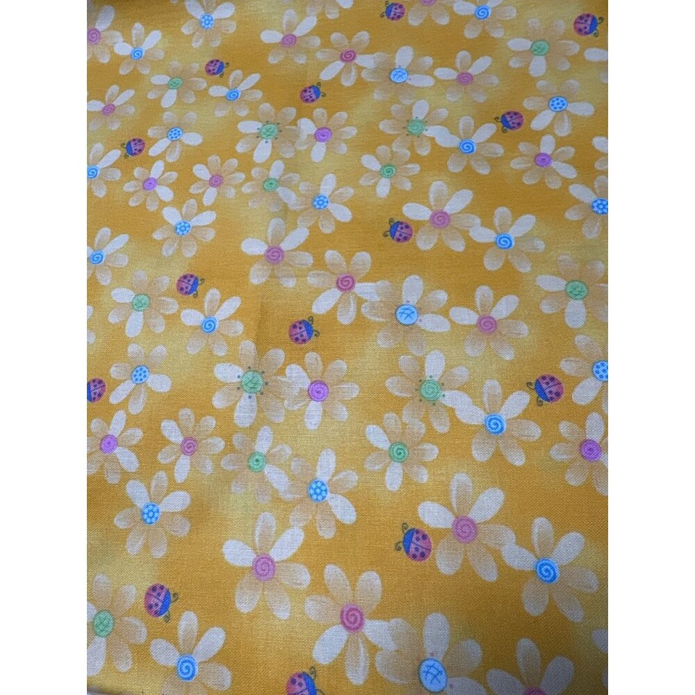 Little Blessings by Nancy Davis Murty for Andover Fabrics Yellow Daisy & Ladybug